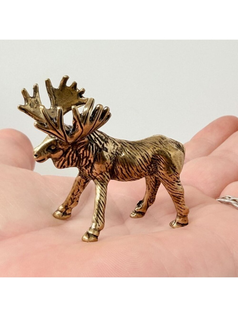Brass Elk Deer Figurine Miniature Strength Totem Altar Decor Spirit Animal 1970s